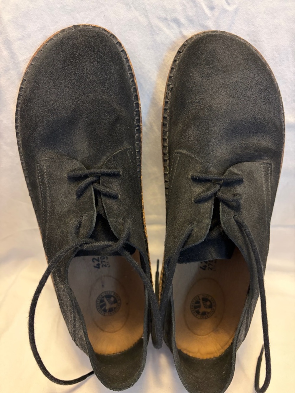 Black suede Birkenstock lace up shoes